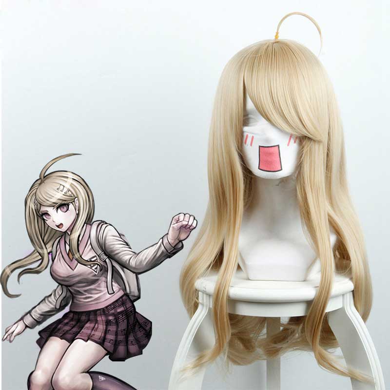 danganronpa v3:omicidio armonia akamatsu kaede cosplay parrucca d'oro sintetica capelli ondulati