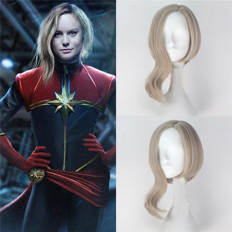 film anime capitano marvel carol danvers Avengers parrucca cosplay superhero capitano donne carol danvers parrucca capelli biondi Costumi halloween