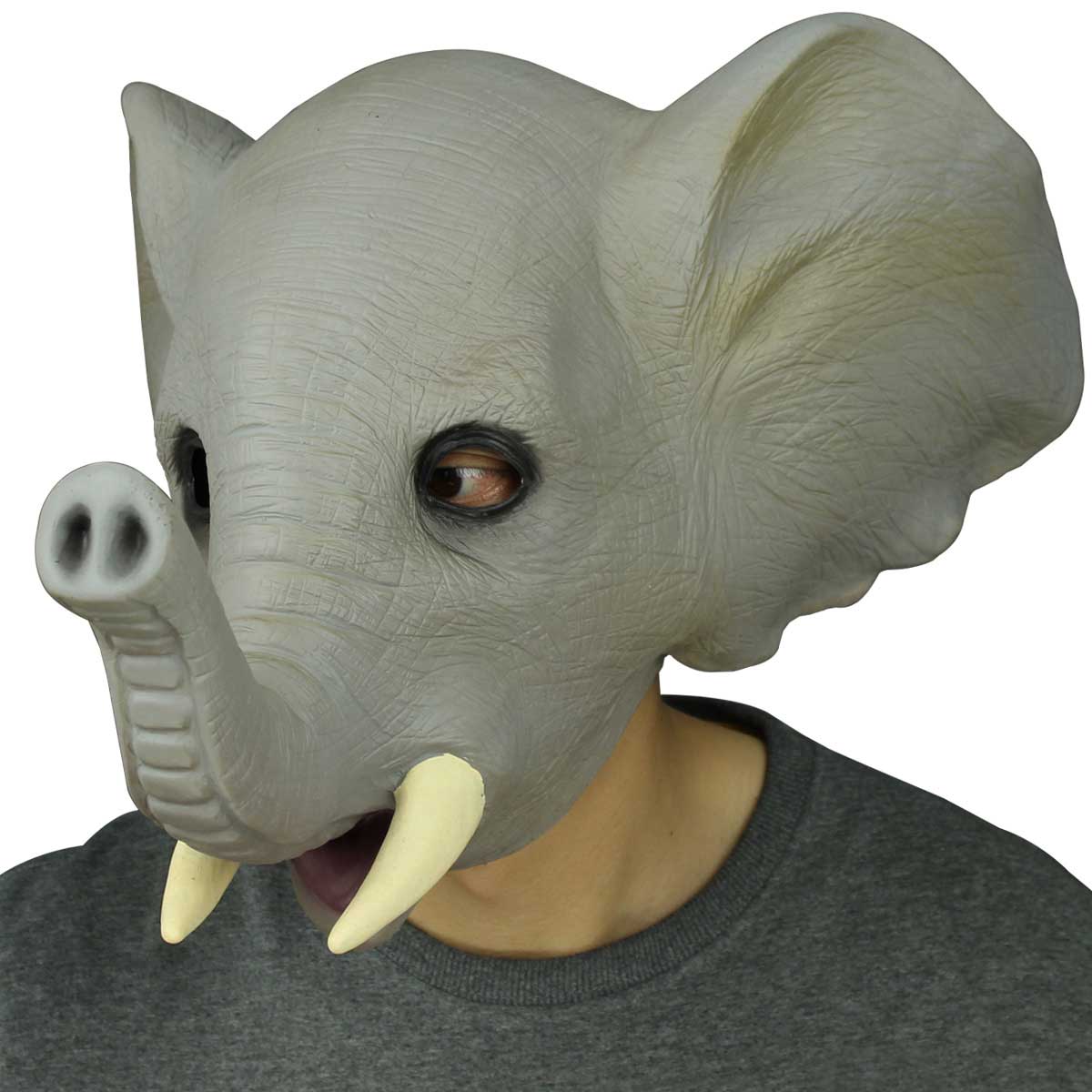 deluxe novità in lattice in gomma in lattice raccapy elefante costume testa maschera halloween cosplay masquerade party puntelli decorazioni grigio