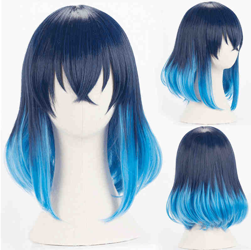 inosuke hashibira blu blu sintetico parrucca anime demone slayer kimetsu no yaiba